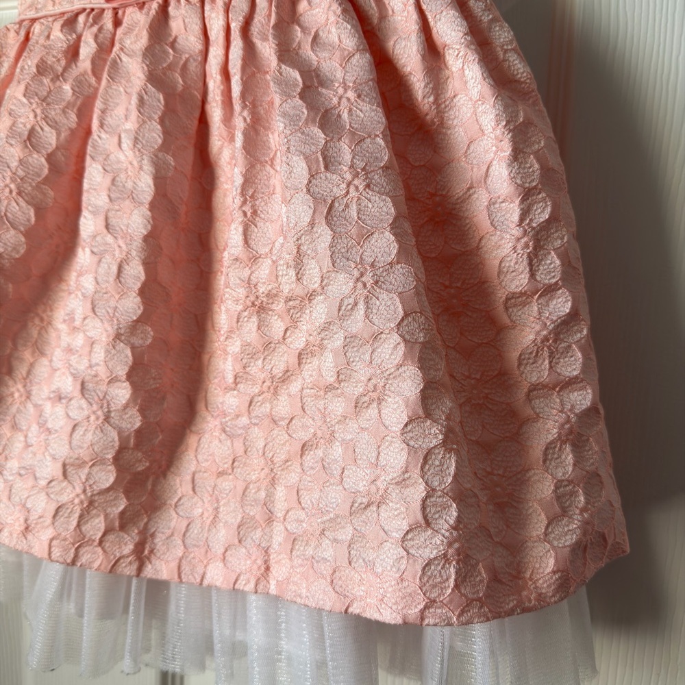 La Princess Blush Pink Floral Jacquard Party Dress | Pink Toddler Dress | 24M - Picture 4 of 7